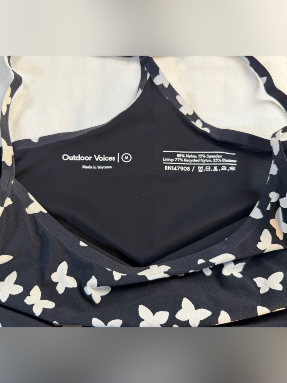 Outdoor Voices The Exercise Dress Ditzy Butterflies Black White Pockets EUC - Picture 8 of 10